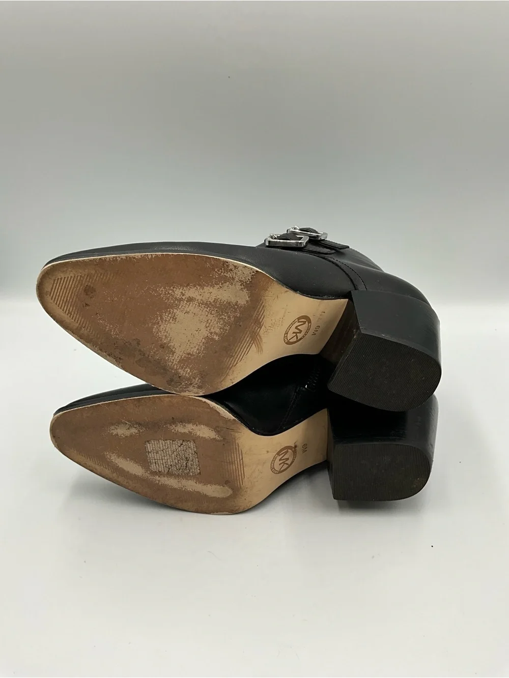 Michael Kors Black Leather Ankle Booties with Buckle Straps